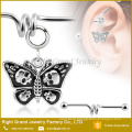 316L Surgical Steel Skulls Dangle Butterfly Barbell Ear Jewelry